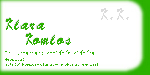 klara komlos business card